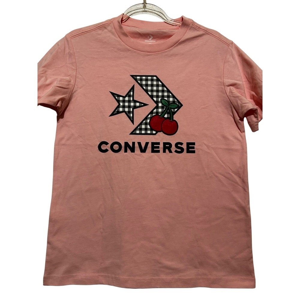 Converse Women's‎ T-Shirt Pink Star Chevron Cherries Casual Small